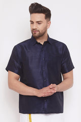 Navy Blue Art Silk Shirt for Men's