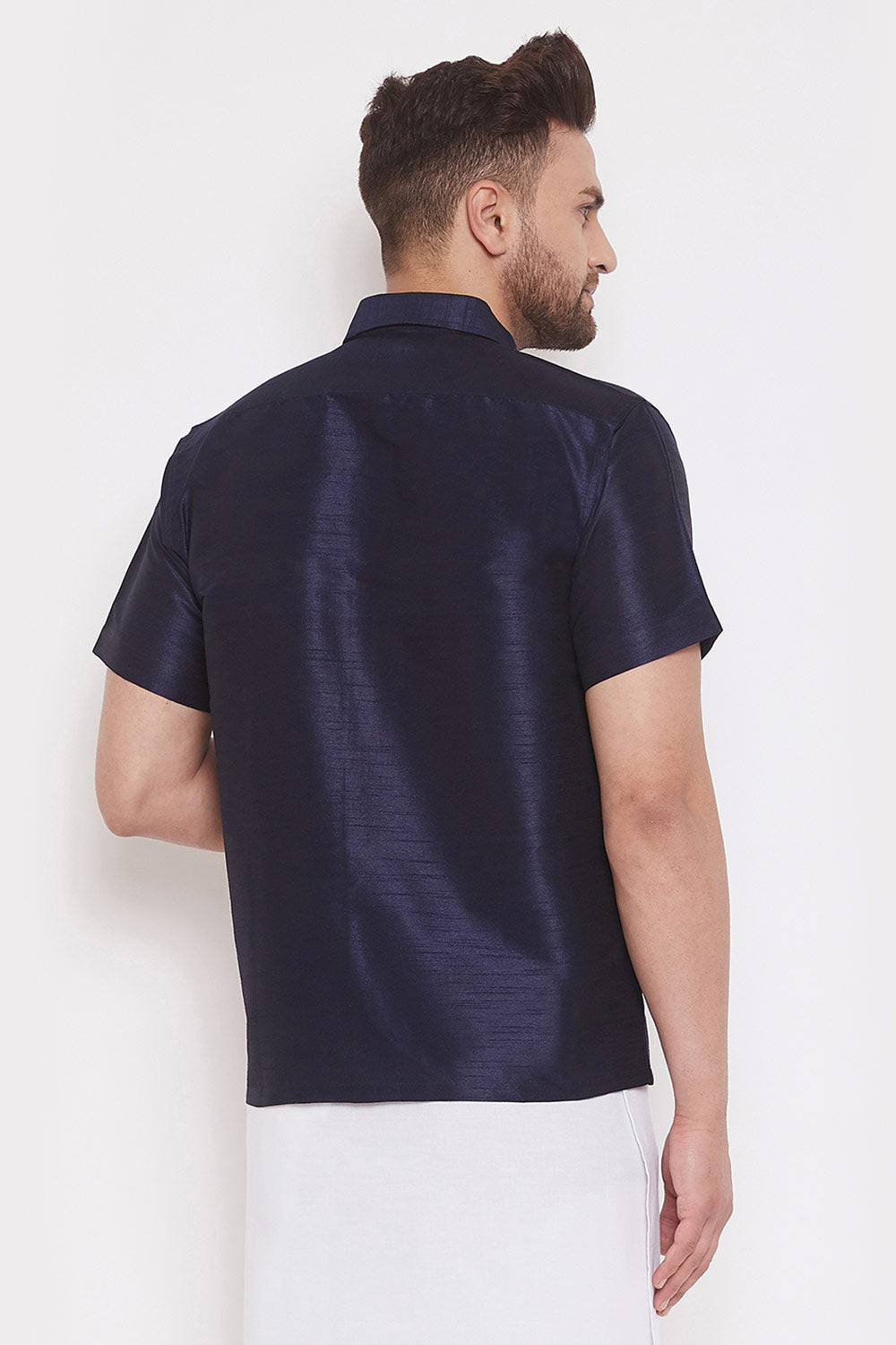 Solid Navy Blue Shirt for Casual Wear