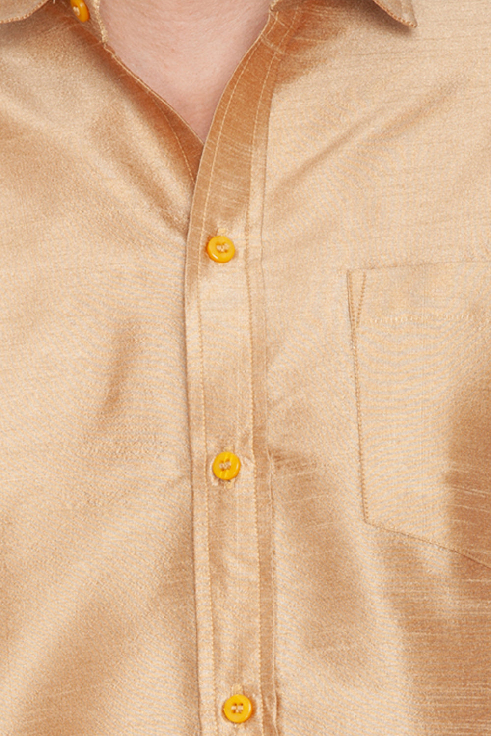 Men's Cotton Art Silk Ethnic Shirt In Gold