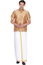 Buy Art Silk Solid Shirt and Mundu in Golden