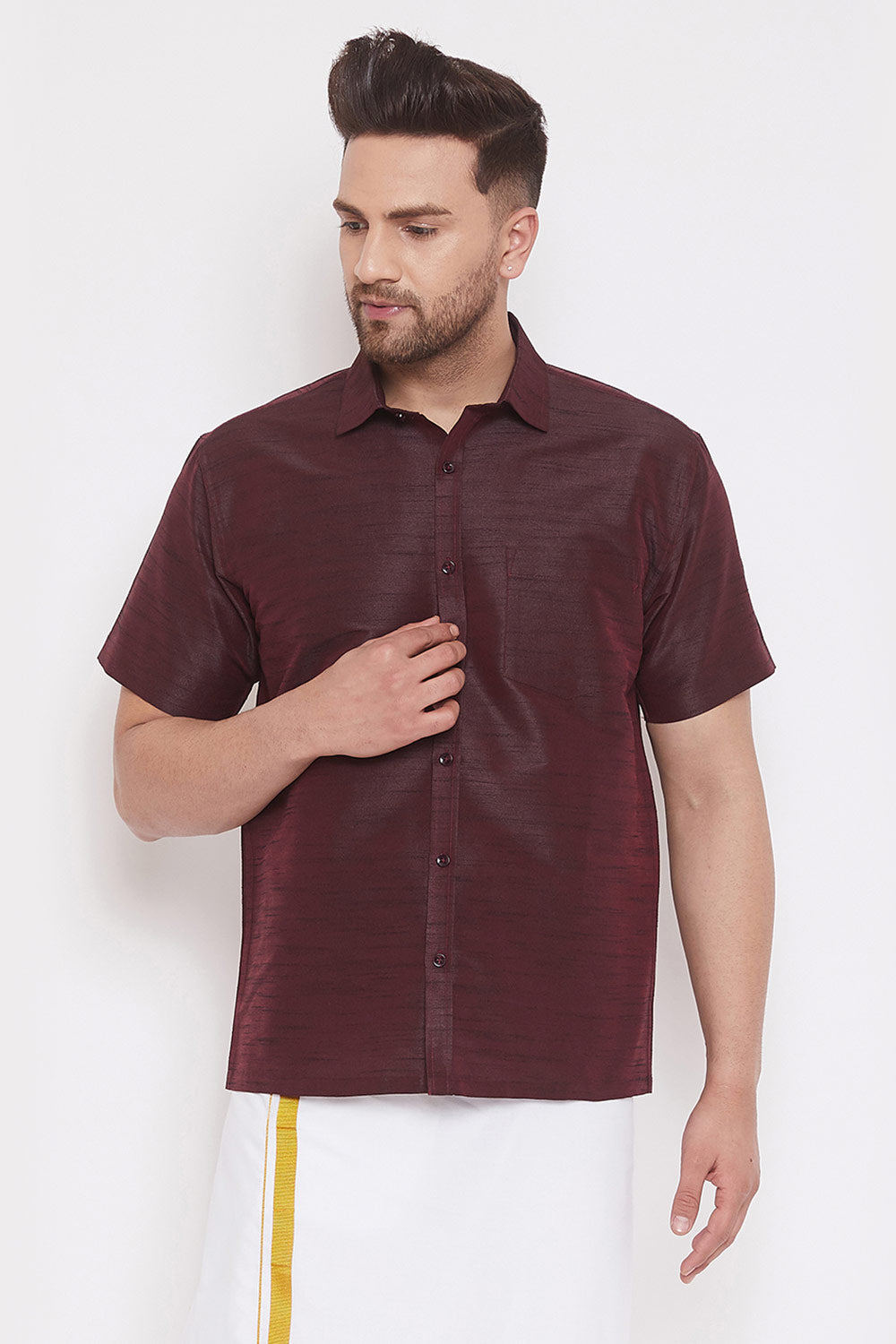 Maroon Art Silk Shirt for Men's