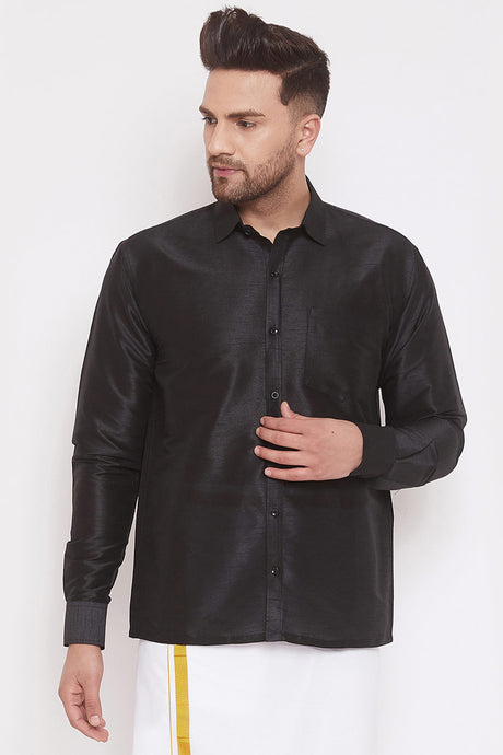 Black Art Silk Shirt for Men's