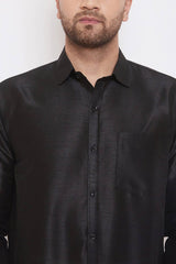 Party Wear Black Ethnic Shirt