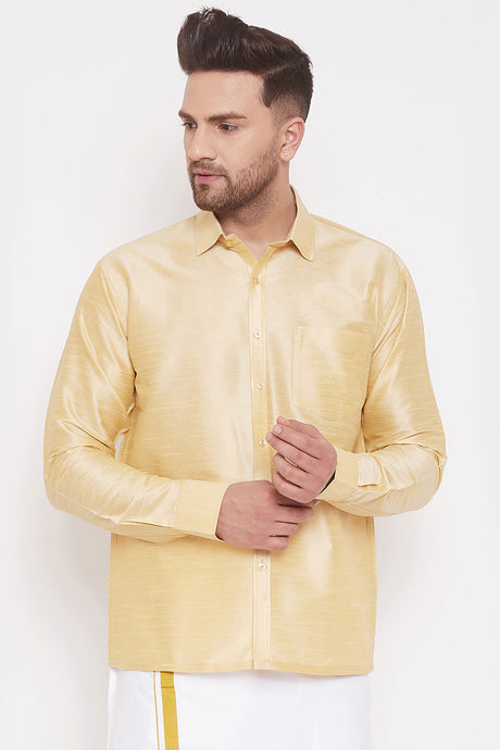 Gold Art Silk Shirt for Men's