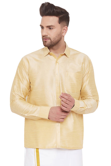 Buy Art Silk Solid Shirt in Gold