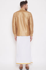 Solid Golden Shirt and Mundu for Casual Wear