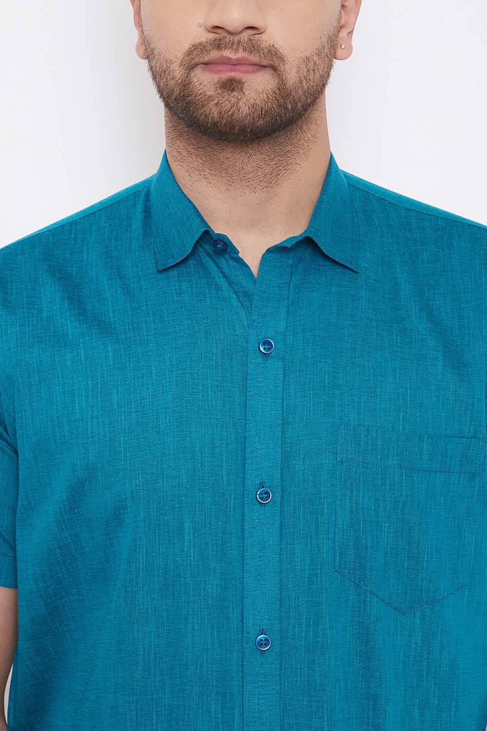 Latest Casual Ethnic Turquoise Shirt