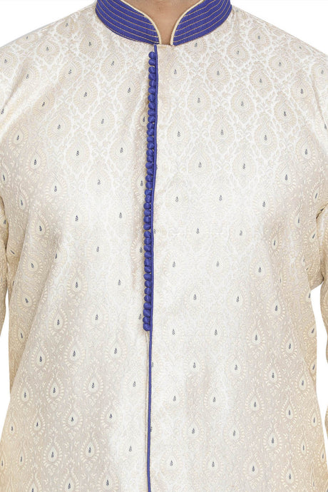 Men's Cotton Art Silk Sherwani Top In Beige