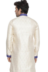 Men's Cotton Art Silk Sherwani Top In Beige