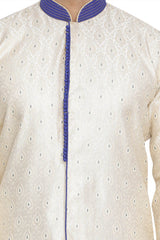 Men's Cotton Art Silk Sherwani Set In Blue