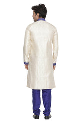 Men's Cotton Art Silk Sherwani Set In Blue