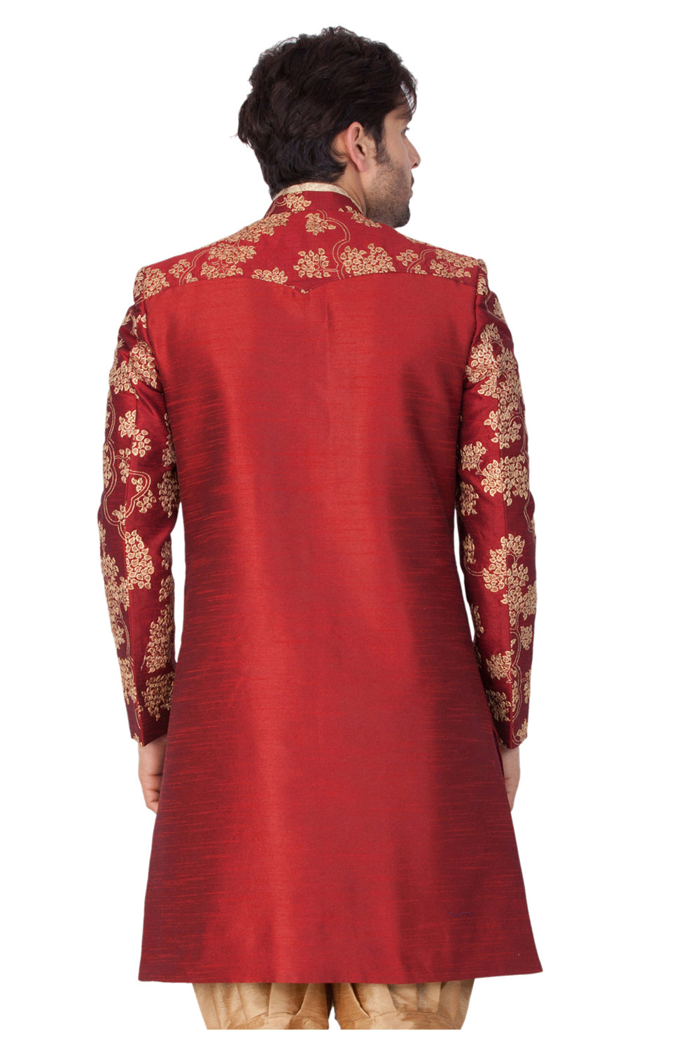 Men's Cotton Art Silk Sherwani Only Top In Maroon