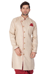 Men's Cotton Art Silk Sherwani Only Top In Beige