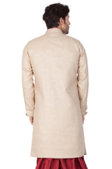 Men's Cotton Art Silk Sherwani Only Top In Beige