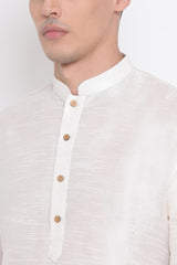 Solid Cream U Kurta for Festive Wear