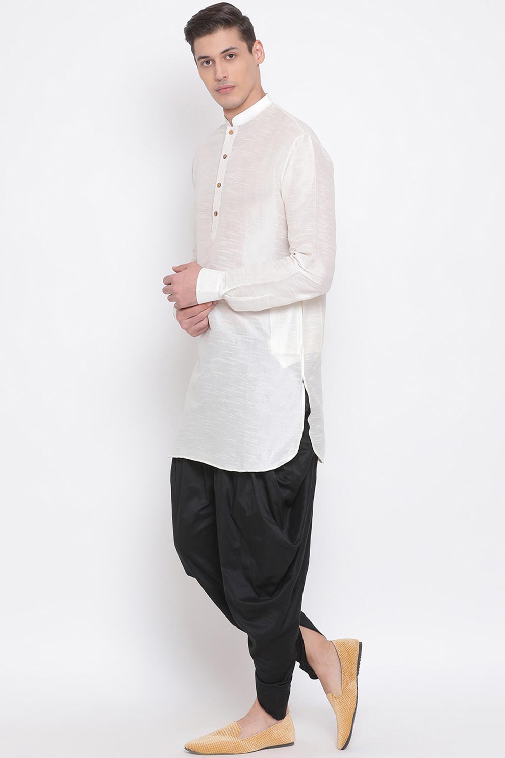 Buy Men's White Kurta and Dhoti Set