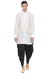 Buy Men's Art Silk Solid Kurta and Dhoti Set in White