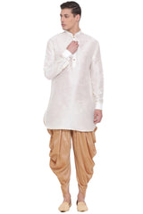 Buy Men's Art Silk Solid Kurta and Dhoti Set in White