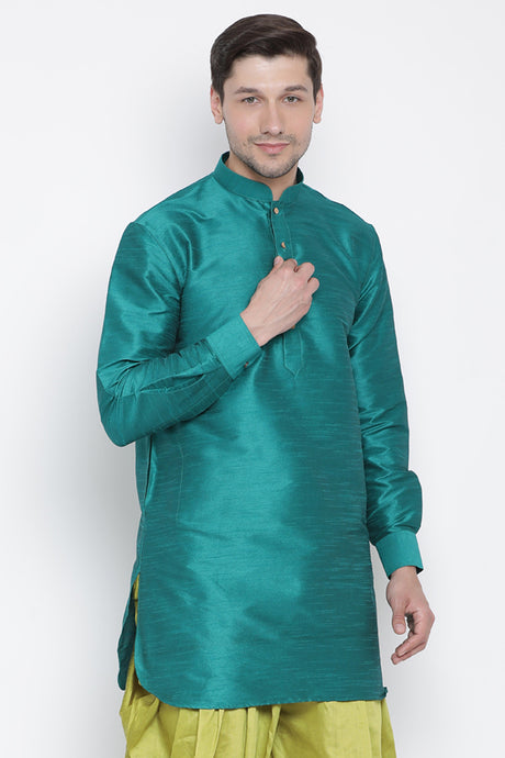 Men's Cotton Art Silk Kurta in Green