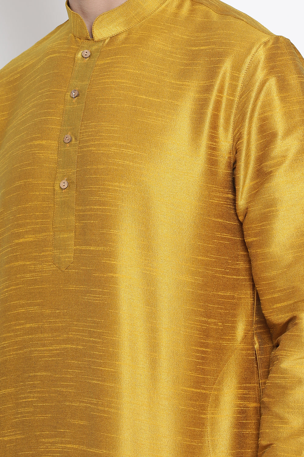 Men's Cotton Art Silk Kurta in Yellow