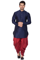 Men's Cotton Art Silk Kurta Set In Blue