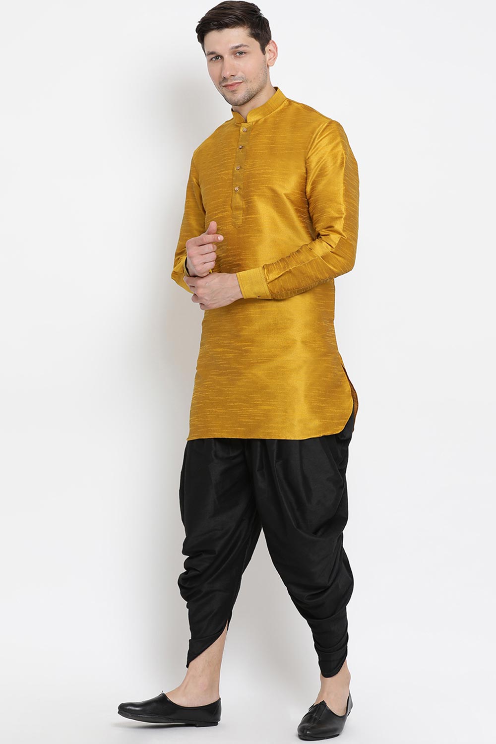 Buy Men's Kurta and Dhoti Set in Gold