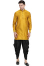 Buy Men's Art Silk Solid Kurta and Dhoti Set in Gold