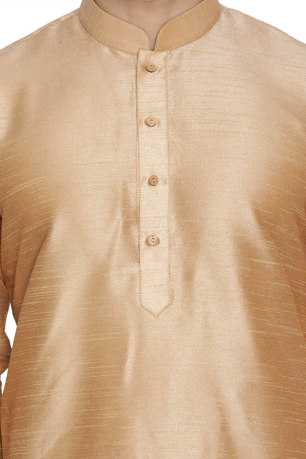 Men's Cotton Art Silk Kurta Set In Gold