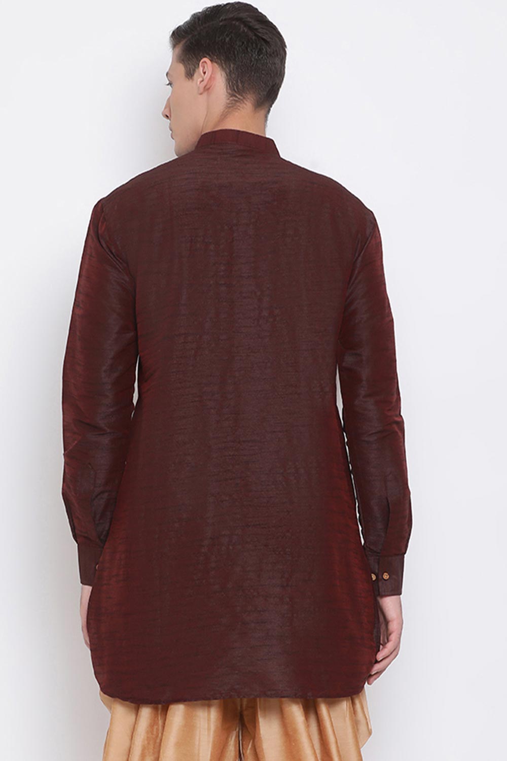 Stitched Silk Maroon U Kurta