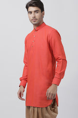 Men's Blended Cotton Kurta In Pink