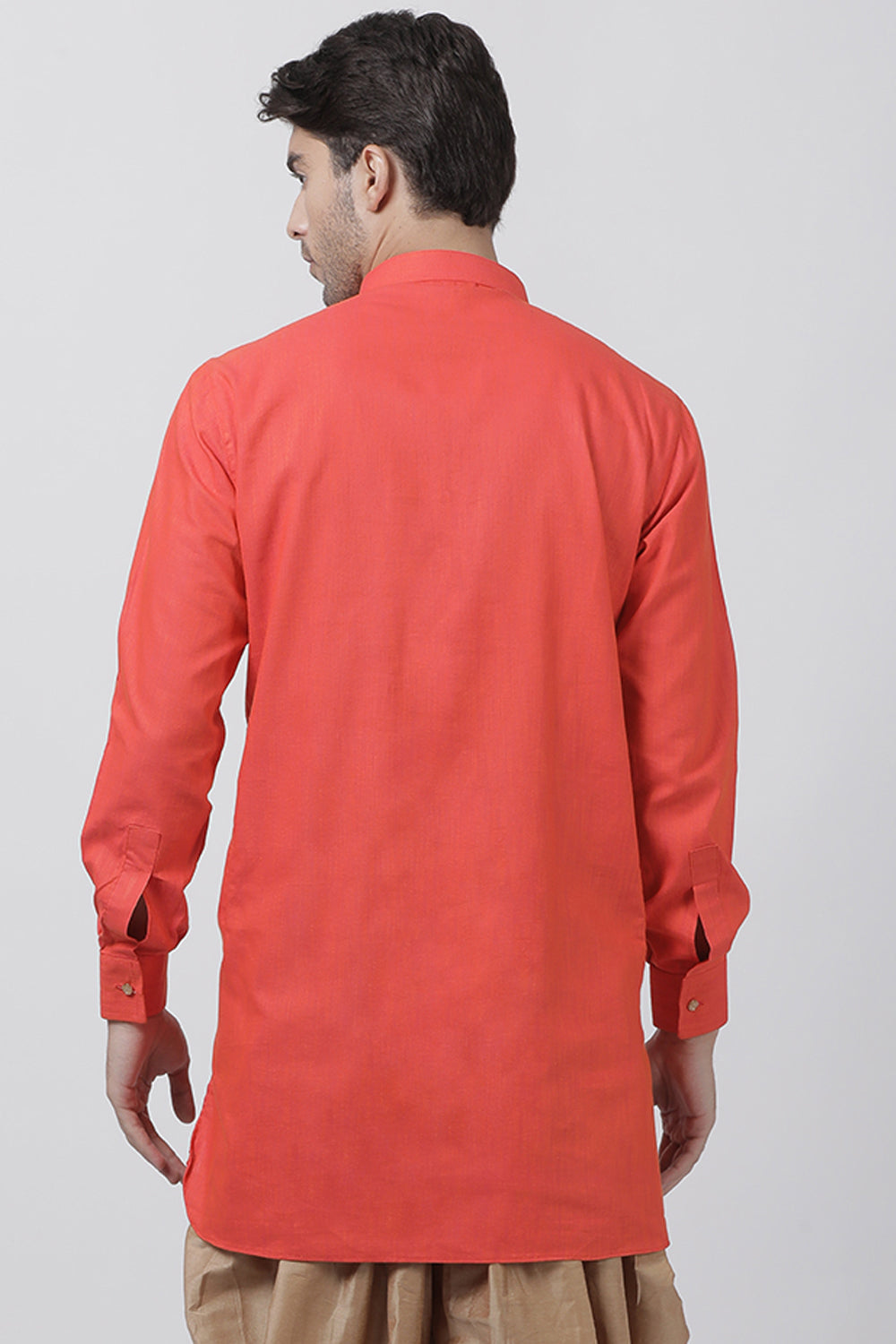 Men's Blended Cotton Kurta In Pink