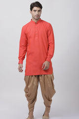 Men's Blended Cotton Kurta In Pink