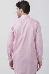 Men's Blended Cotton Kurta in Pink