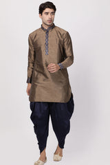 Men's Cotton Art Silk Kurta In Bronze