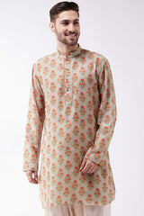 Buy Men's Muslin Cotton Floral Printed Kurta in Grey