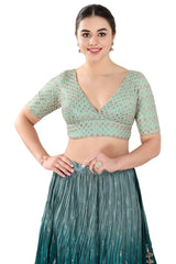 Sea-Green Georgette Half Sleeve Blouse