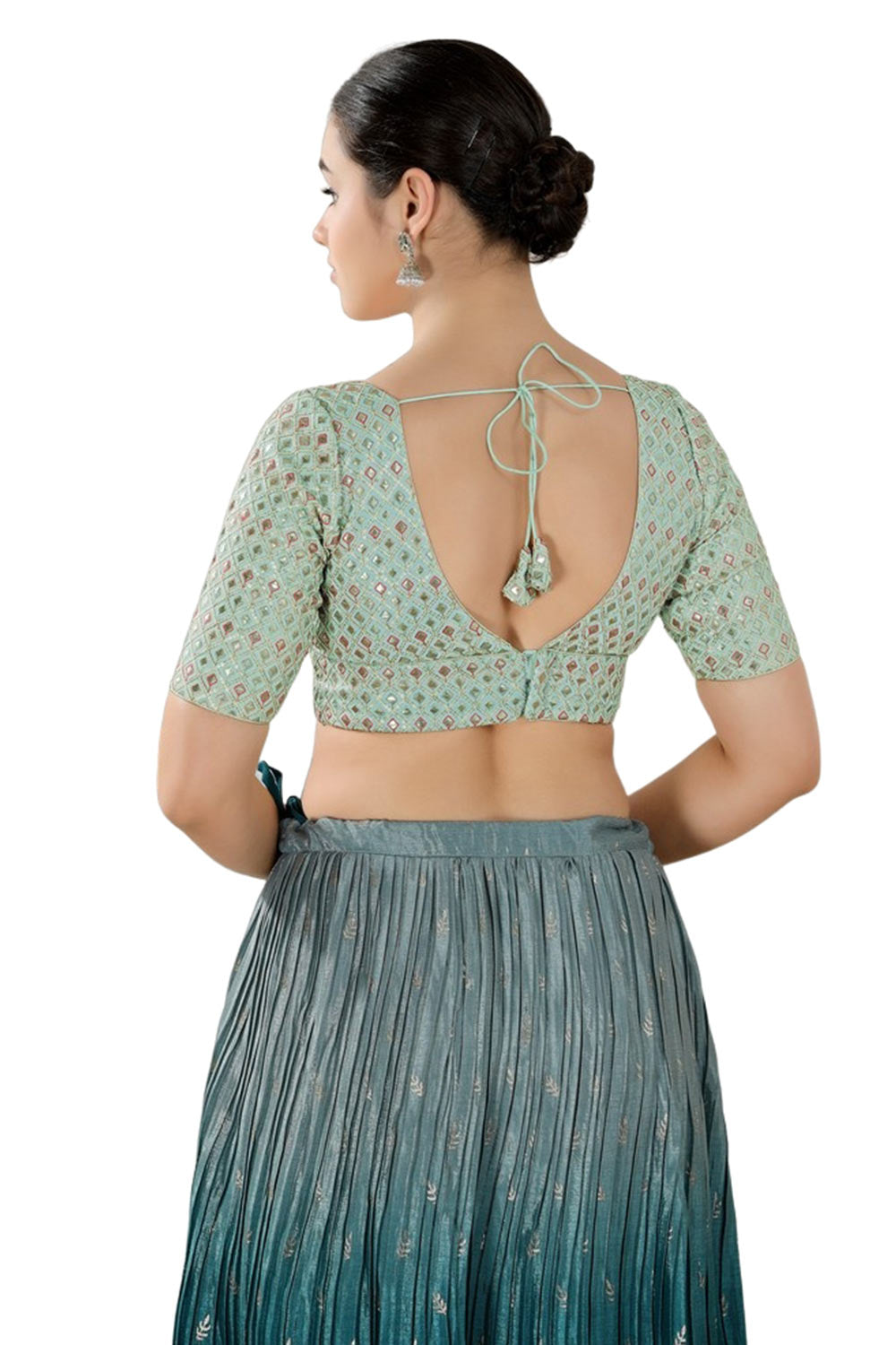 Sea-Green Georgette Half Sleeve Blouse