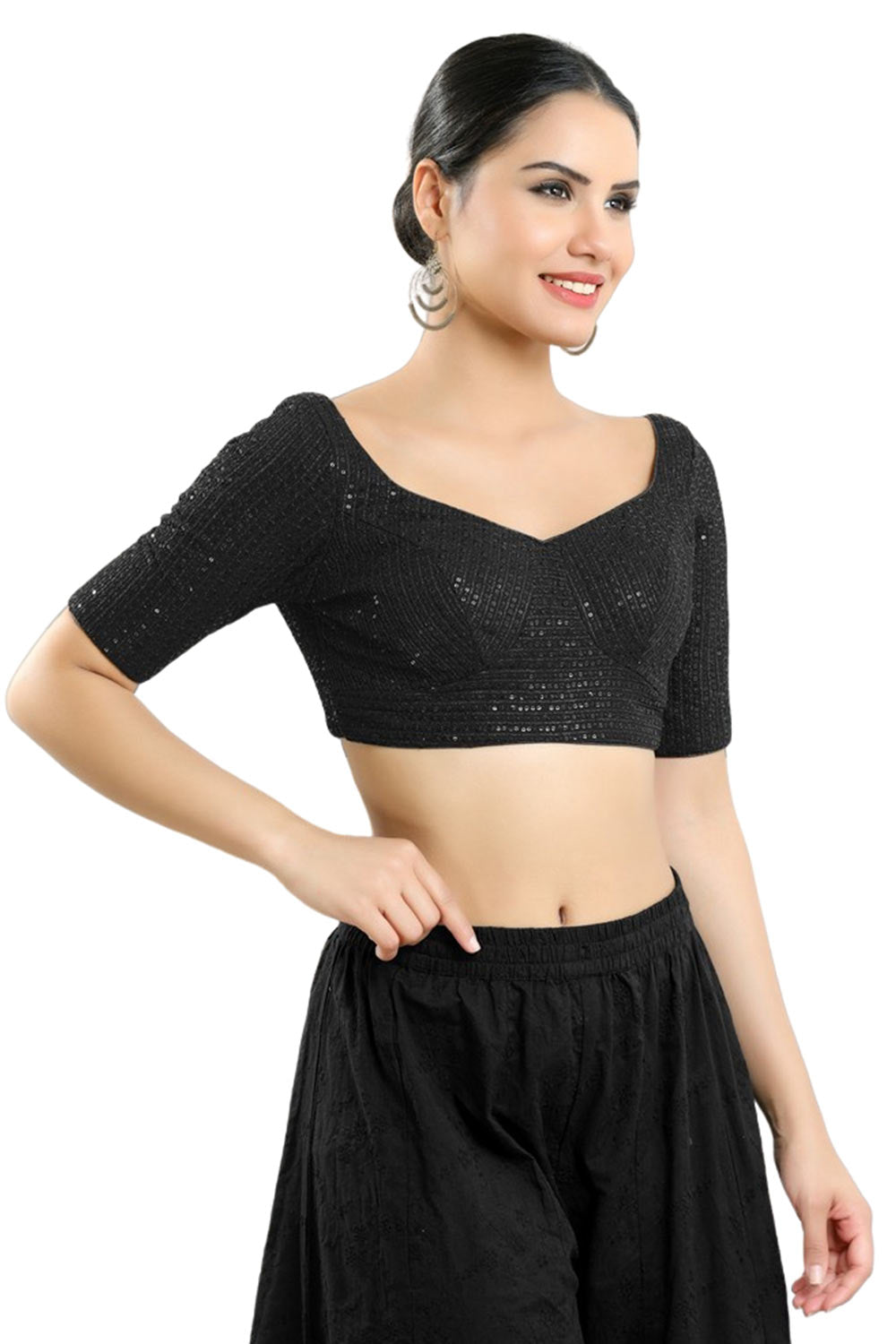 Black Georgette Half Sleeve Blouse