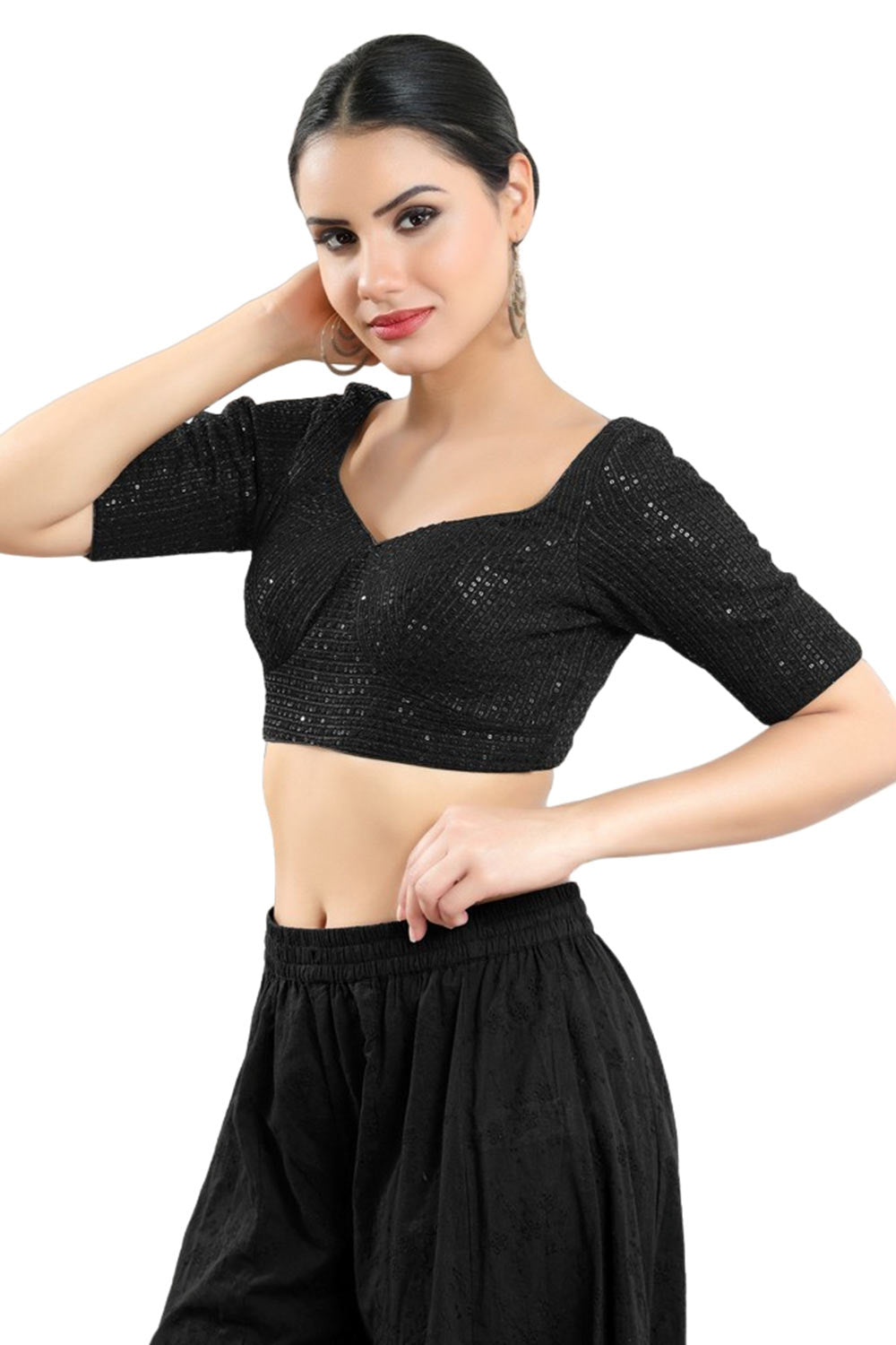 Black Georgette Half Sleeve Blouse