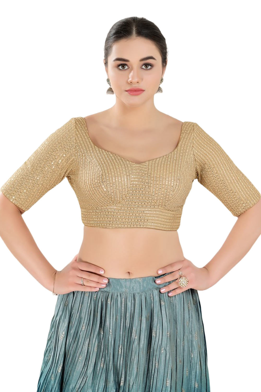 Gold Georgette Half Sleeve Blouse