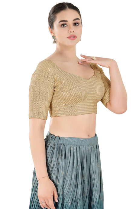 Gold Georgette Half Sleeve Blouse