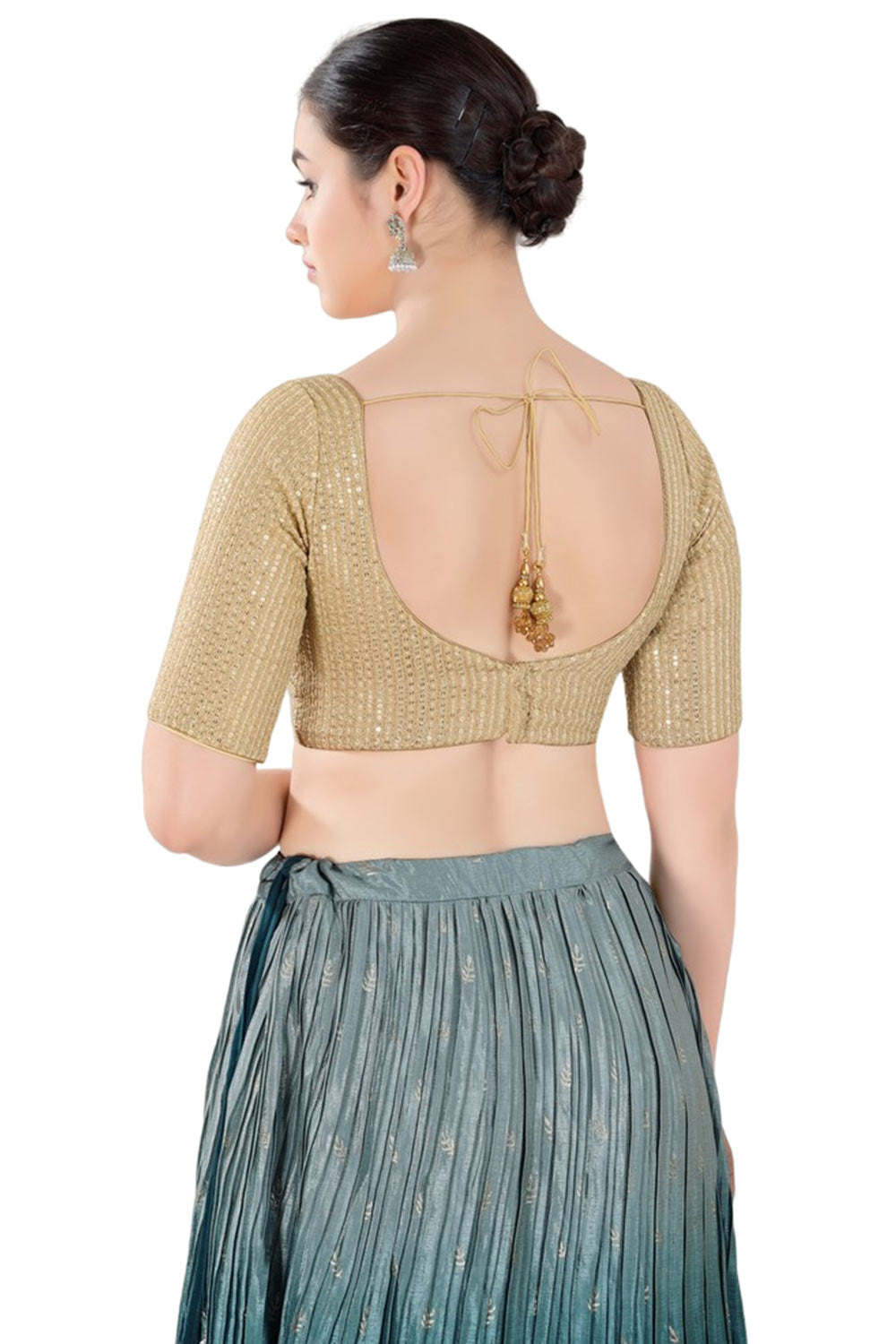 Gold Georgette Half Sleeve Blouse