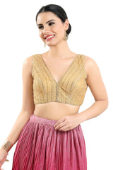 Gold Net Sleeveless Blouse