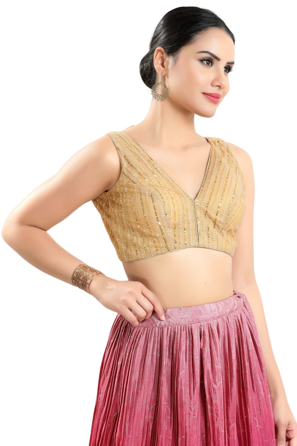 Gold Net Sleeveless Blouse