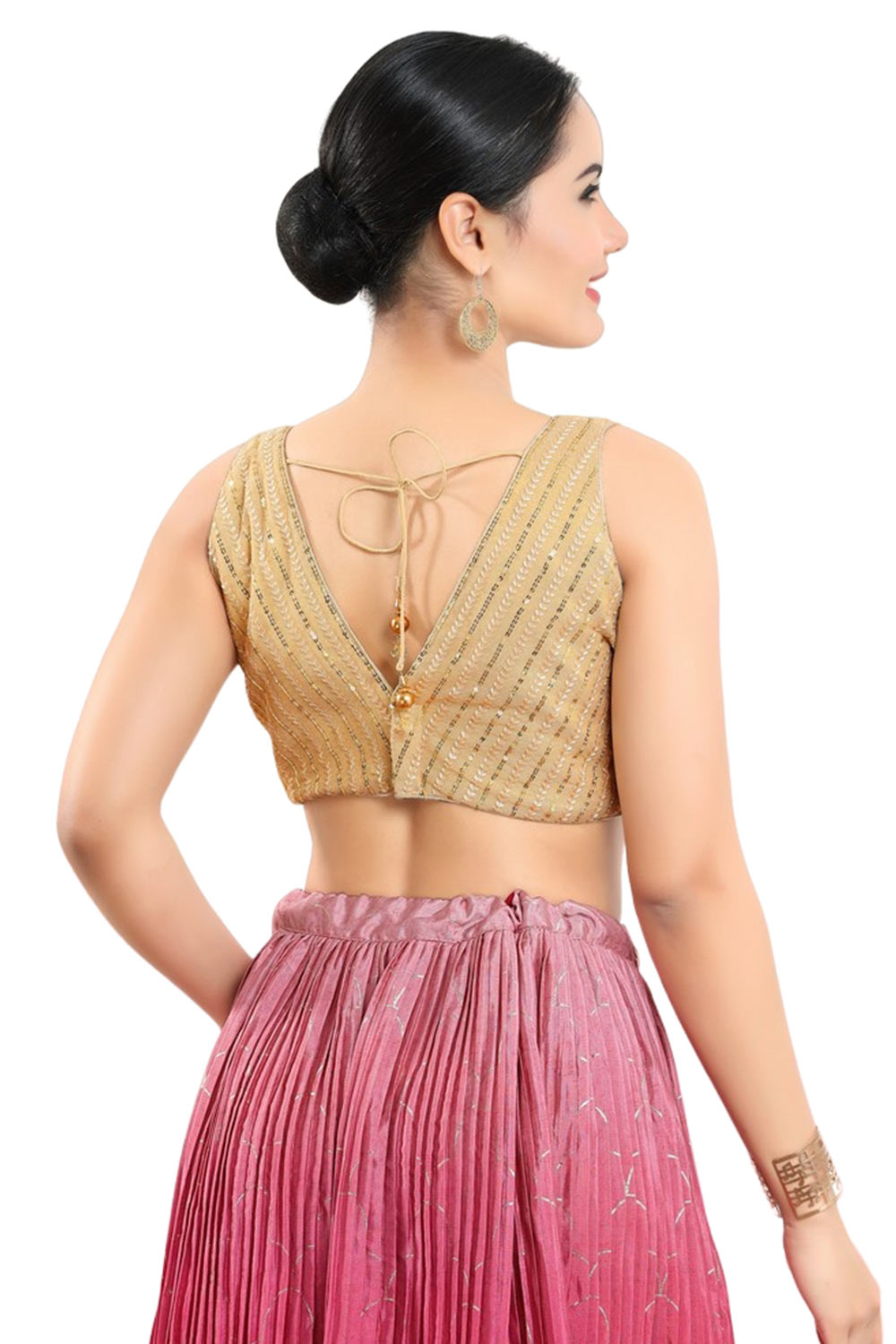 Gold Net Sleeveless Blouse