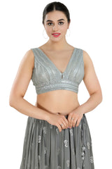 Silver Net Sleeveless Blouse