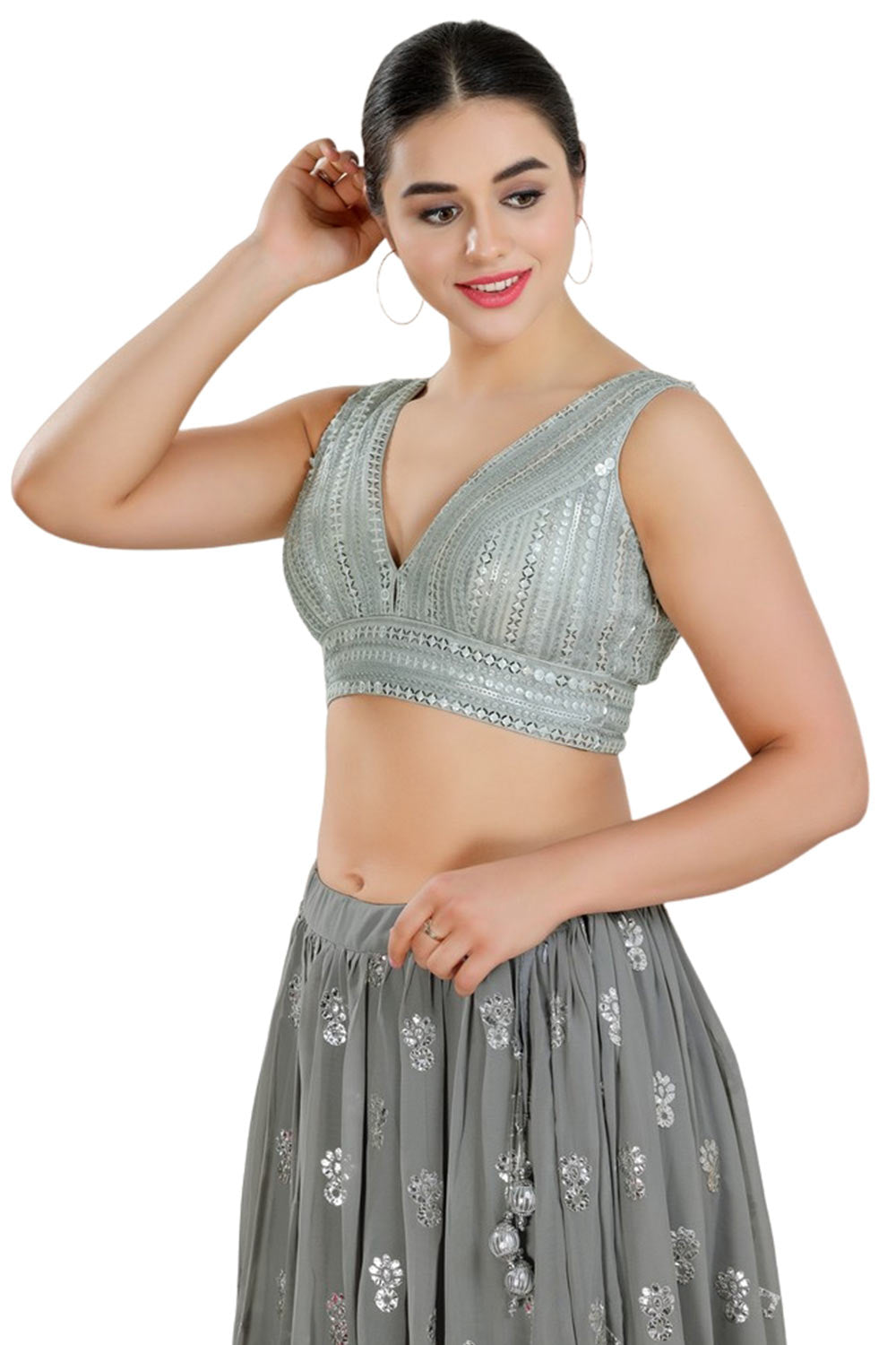 Silver Net Sleeveless Blouse