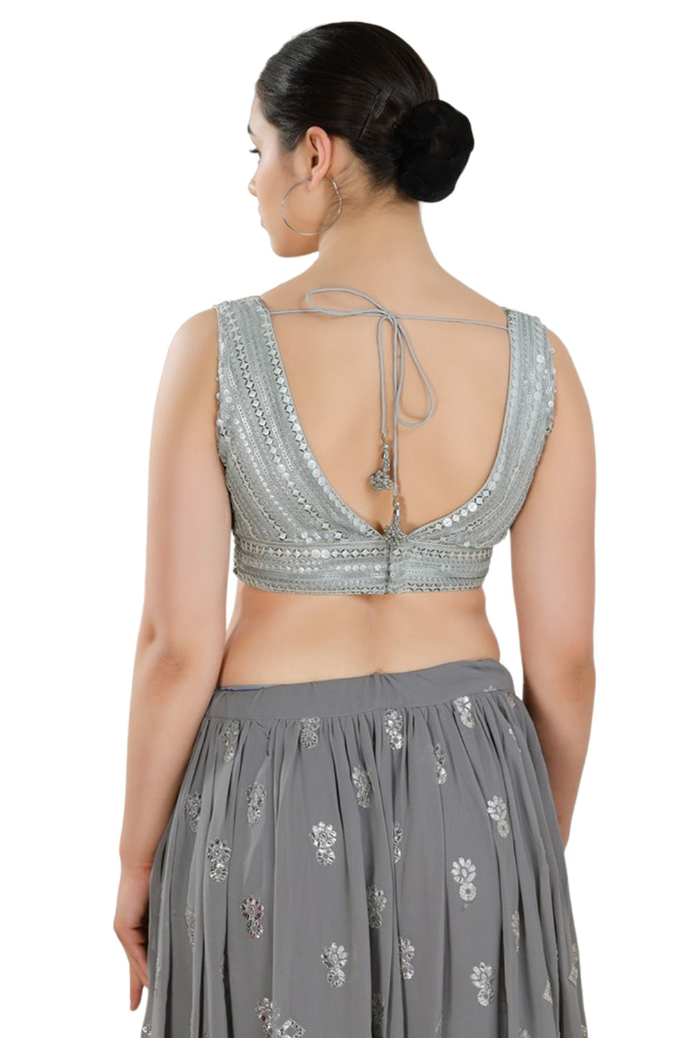 Silver Net Sleeveless Blouse