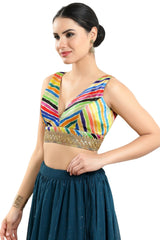 Multi Silk Sleeveless Blouse