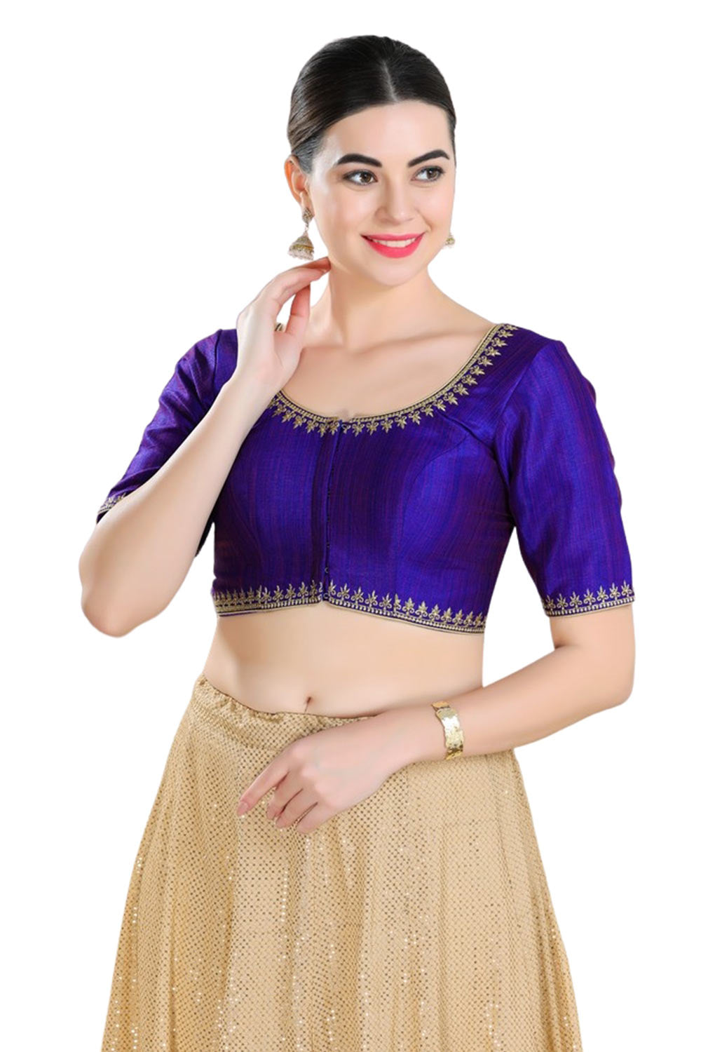 Brinjal Mulbury Silk Sleeveless Blouse